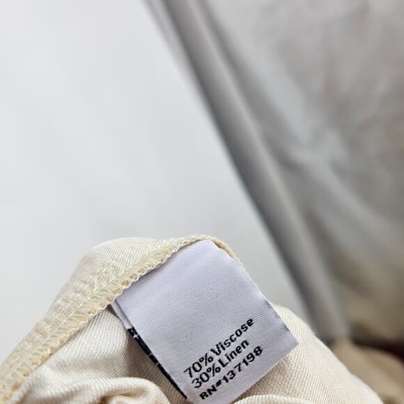 The Bright Side Pants Yellow Linen Striped Drawstring Wide Leg Lightweight Sz M - Picture 7 of 7